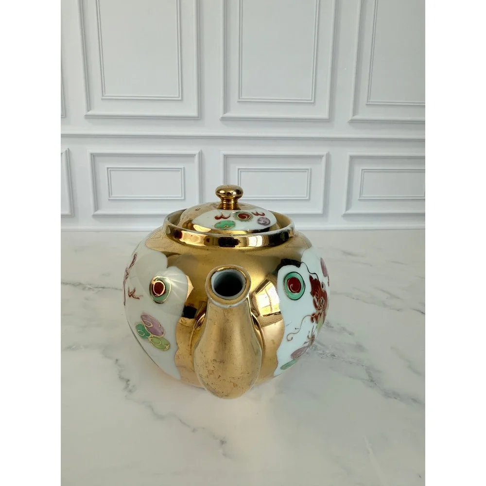 VTG Asian DragonWare and Phoenix 22K Gilded Teapot